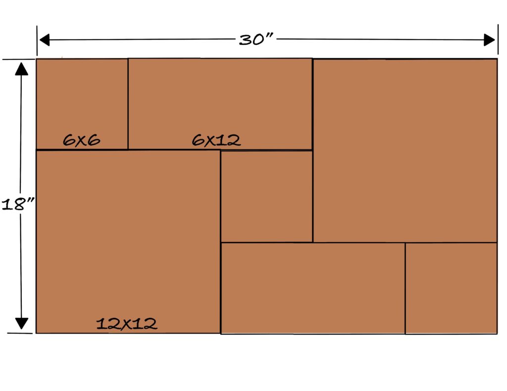 Example of a Versailles Pattern that is 18 inches high and 30 inches wide