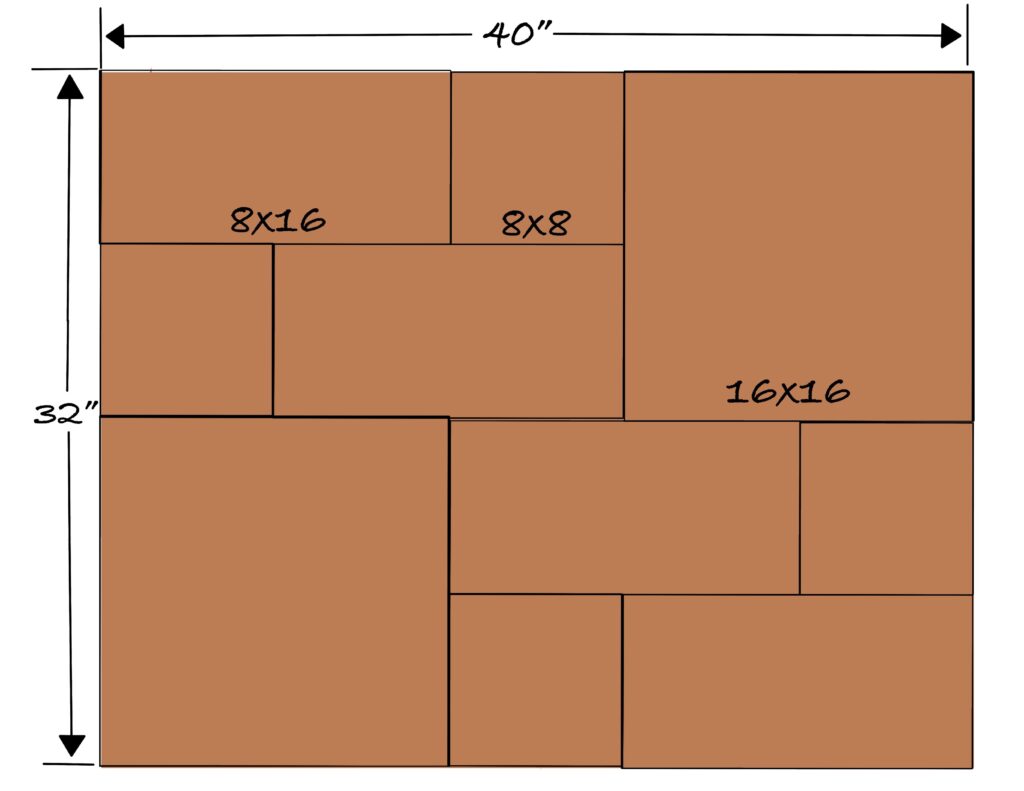 Example of a Versailles Pattern that is 32 inches high and 40 inches wide